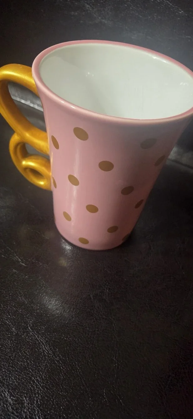 Hallmark Barbie Pink Ceramic Mug Gold Handle 2016 - Used
